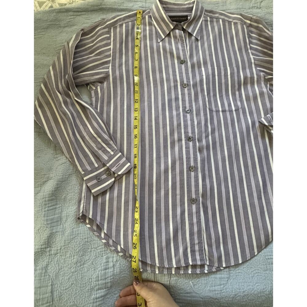 Classiques Entier Size S Button Up Work Wear Top Purple Striped Classic Cotton - Picture 7 of 8